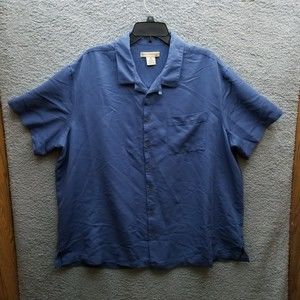 Island Passport Men's XL Blue Short Sleeve Button-Down Shirt 58" 30.5" 9.25"